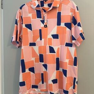 Bad Birdie Colorful Geometric Polo